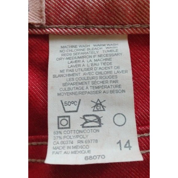 Vintage Reflect Jeans Womens 14 Salmon Pink Straight Wide Leg High Waisted - Picture 7 of 10